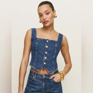 Reformation Bo Denim Top in Keila